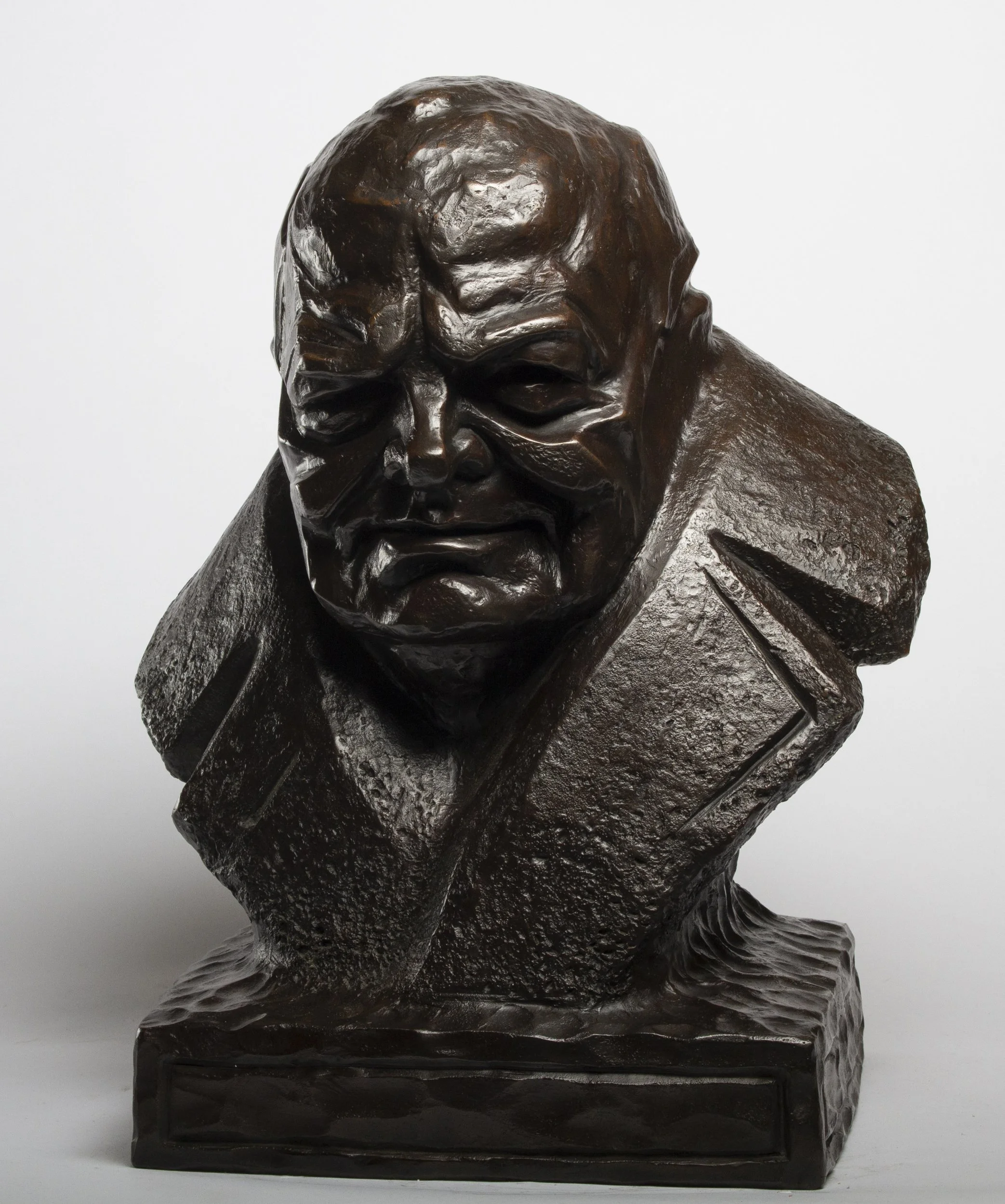 Bronze portrait bust of Winston Churchill